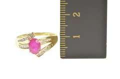 14K Yellow Gold 0.97 Ctw Ruby Diamond Bypass Engagement Ring