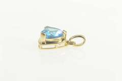 10K Yellow Gold Trillion Blue Topaz Classic Statement Pendant