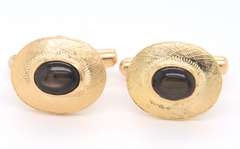 Wonderful Yellow Gold Black Star Sapphire Cufflinks