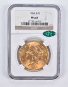 MS64 1904 $20 Liberty Head Gold Double Eagle CAC NGC