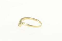 14K Yellow Gold Emerald Diamond Chevron Wedding Band Ring