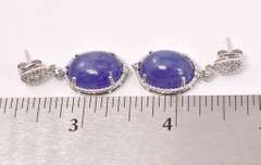 Magnificent 24.06CTW Tanzanite & 0.39CTW Diamond Earrings in Sterling Silver