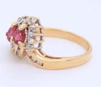 Lovely Yellow Gold Ruby and Diamond Cocktail Ring