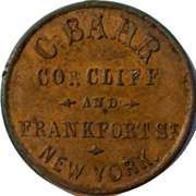 1863 C Bahr New York City Segar and Tobacco Civil War Store Card