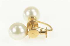 14K Yellow Gold 1950's Pearl Classic Simple Screw Back Earrings