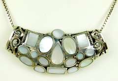 Chunky Sterling Mother of Pearl Slide Pendant & Chain