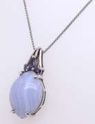 Vintage Sterling Silver Gemstone Pendant on Chain