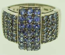 Sterling Silver Wide blue Crystal Ring