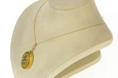 14K Yellow Gold Victorian Diamond Turquoise Ornate Locket Pendant