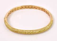 Luxurious Yellow Gemstone Bangle Bracelet in 18K Yellow Gold