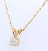 Majestic Yellow Gold Round Brilliant Cut Diamond Pendant on Chain