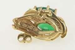 10K Yellow Gold Marquise Syn. Emerald Diamond Accent Earrings