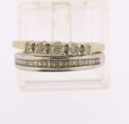 10KT White Gold Two Diamond Bands