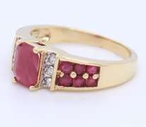 Attractive Yellow Gold Ruby and Diamond Cocktail Ring