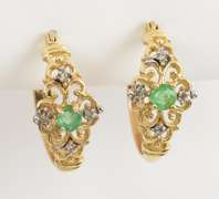 Unusual Emerald Hoop Earrings