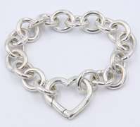 Tiffany & Co oval Link Bracelet with Heart Charm