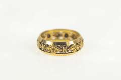 14K Yellow Gold Art Deco Orange Blossom Flower Scroll Band Ring