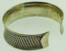 Sterling Silver Wide Curved Woven Cuff