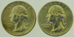 1964 Washington Silver Quarter lot of Two 25C US Coin