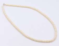 Set of White Fresh Water Pearl Necklace, Bracelet and Earrings