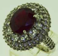 Sterling Silver Four CT Ruby Cocktail Ruby Rin