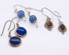 Group Lot of 3 Vintage Sterling Silver Dangle Earrings