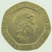 Lot of Five Elizabeth II DG REG FD 20 Pence UK Coin