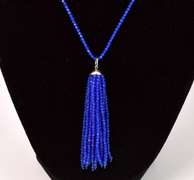 Brilliant Blue Spinel Beaded Necklace with 18K White Gold