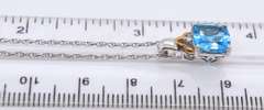 Sterling Silver and Gold Blue Topaz Pendant on Chain