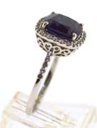 Sterling Silver Cushion Cut Purple Spinel Ring