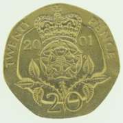 Lot of Five Elizabeth II DG REG FD 20 Pence UK Coin