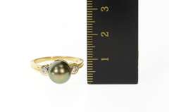 14K Yellow Gold 9.2mm Pearl Diamond Accent Statement Ring
