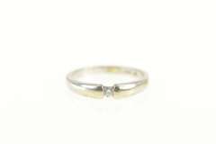 14K White Gold Diamond Inset Band Simple Promise Ring