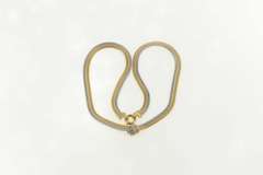 14K White Gold Two Tone Box Mesh Knot Chain Statement Necklace