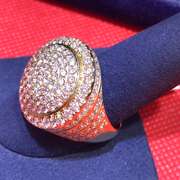 MENS 14K YELLOW GOLD AND DIAMOND DOME RING 