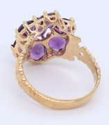 Charming Yellow Gold Flower Style Amethyst Ring