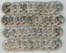 Choice to Gem BU Roll of 40 Washington Quarters 1954-1959