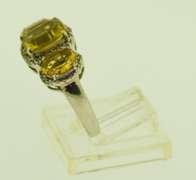 Sterling Silver Three Citrine Stone Ring