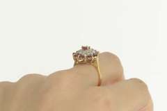 14K Yellow Gold Pear Natural Ruby Diamond Halo Cocktail Ring