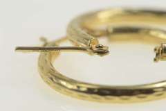 10K Yellow Gold Diamond Cut Grooved Classic Statement Hoop Earrings