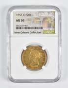 AU50 1851-O $10 Liberty Head Gold Eagle New Orleans Collection NGC