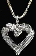 Sterling Silver Heart Pendant With Diamond Accents