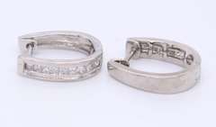 Dazzling White Gold Channel Set Princess Cut Diamond Earrings