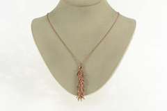 Sterling Silver Rose Bar Fringe Tassel Drop Chain Necklace