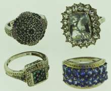 Sterling Silver Mixed Gemstone Rings Lot