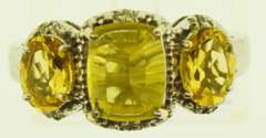 Sterling Silver Three Citrine Stone Ring