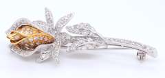 Dazzling White Gold Diamond Rose Brooch Pendant
