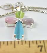 Sterling Silver Gemstone Cross Necklace