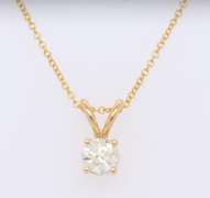 Majestic Yellow Gold Round Brilliant Cut Diamond Pendant on Chain
