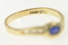 14K Yellow Gold Sapphire Diamond Accent Wavy Engagement Ring